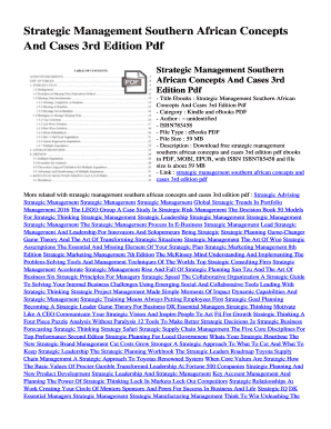 Strategic Management Southern African Concepts and Cases 4th Edition PDF Download  Form