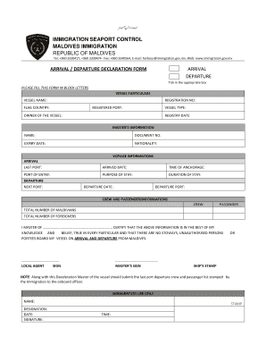 Maldives Departure Form