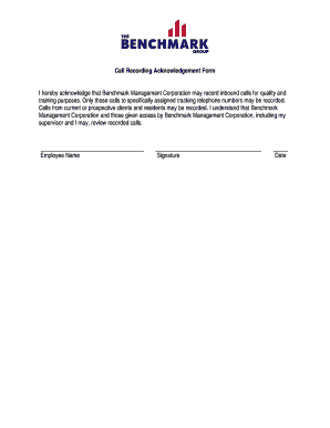 Call Recording Acknowledgement Form