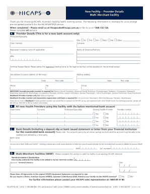 Multi Merchant New Facility Form Hicaps