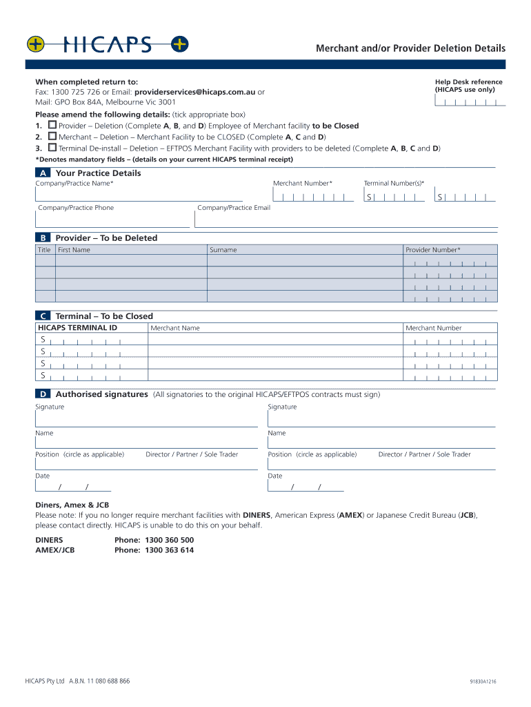 Hicaps Add Provider  Form