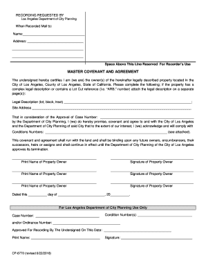 Master Covenant and Agreement  Form