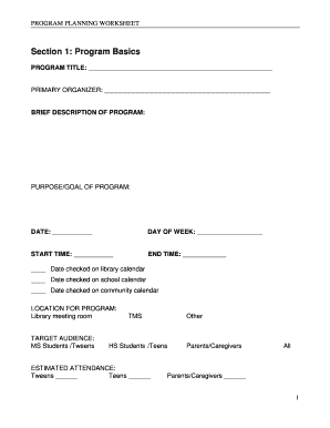 Section 1 Program Basics  Form