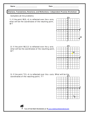 Translation Reflection Rotation Dilation Worksheet  Form