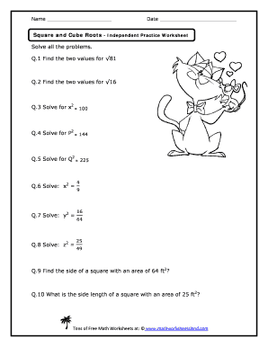 Cube Root Word Problems Worksheet PDF  Form