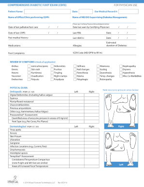 COMPREHENSIVE DIABETIC FOOT EXAM CDFE for Safestep  Form