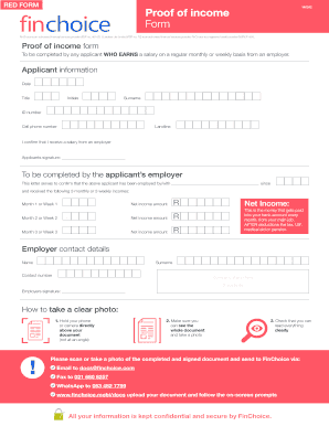 Finchoice Upload Proof of Income  Form