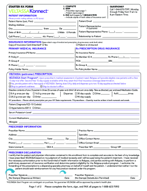 Veltassa Konnect Enrollment Form