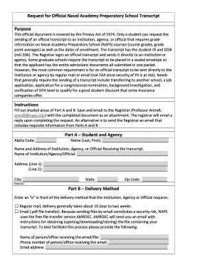 Usna Transcript  Form