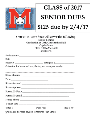 Senior Dues Form GCM PTSA Gcmptsa