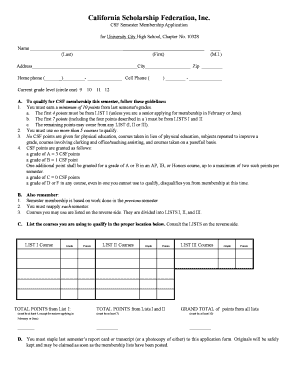 Csf Application Form