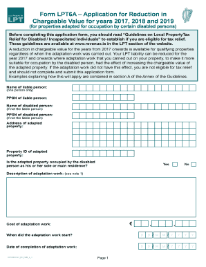  FORM LPT 6A Application for Reduction in Chargeable Value for Years , and Application for Reduction in Chargeable Value for Year 2019