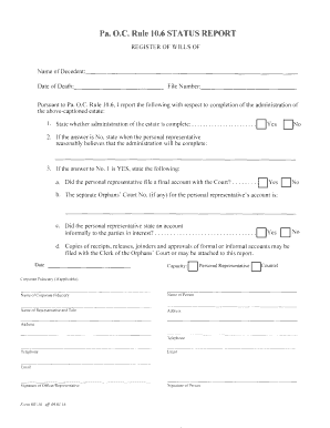 Pa O C Rule 10 6 Status Report  Form