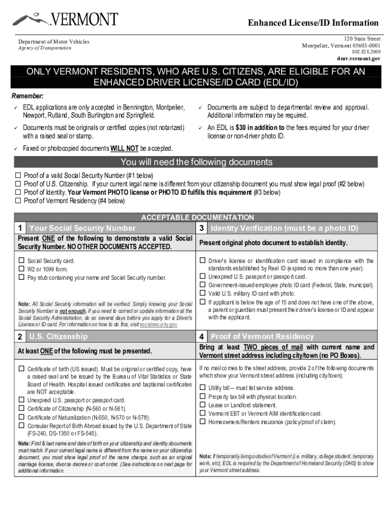  Vermont Operator S License & Vermont Voter Registration Application 2019-2024