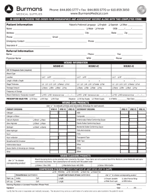 Wound Care Download Burmans Medical Supplies  Form