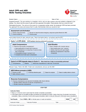 Adult CPR and AED Adult CPR and AED Skills Testing  Form