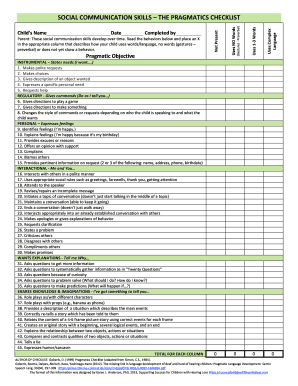 Social Communication Disorder Checklist PDF  Form
