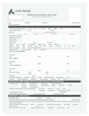 Axis Gold Loan Application Form