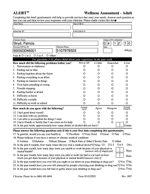 ALERT Wellness Assessment Adult  Form