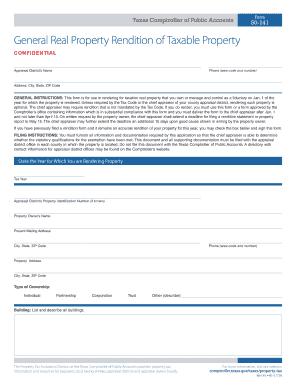  Form 50 141 General Real Property Rendition of Taxable Property General Real Property Rendition of Taxable Property 2017