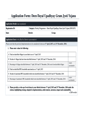 Deen Dayal Upadhyaya Gram Jyoti Yojana Application Form