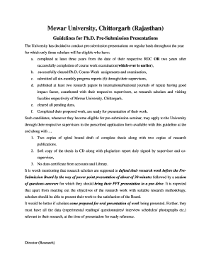 Mewar University Phd Pre Submission  Form