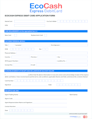 Ecocash Debit Card  Form