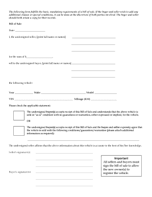 Manitoba Bill of Sale  Form