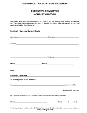 Committee Nomination Form Template