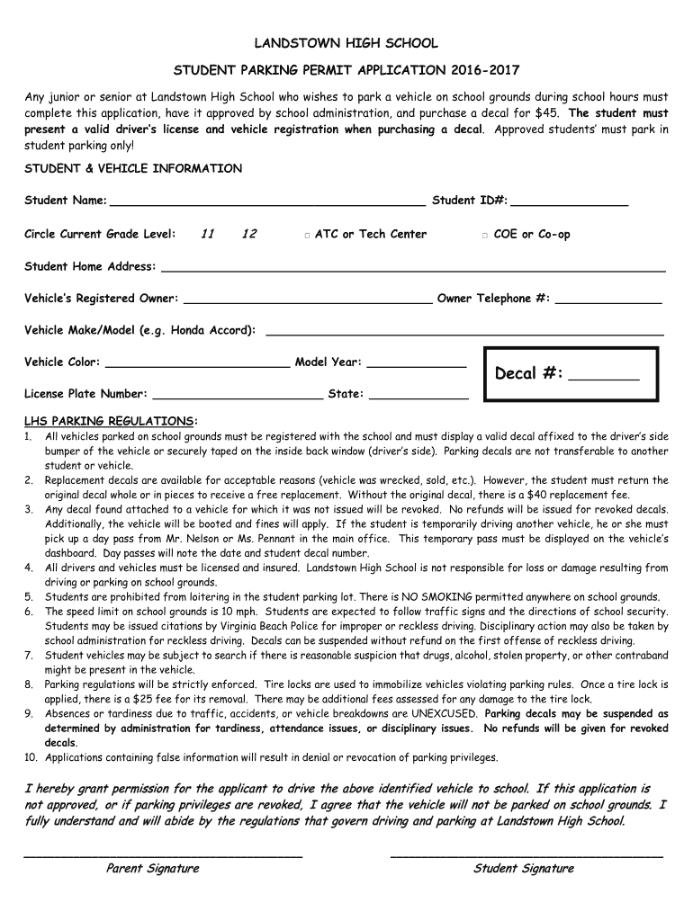  Landstown High School Parking 2017-2024