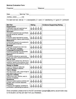 Seminar Evaluation Form Post Queensu Ca