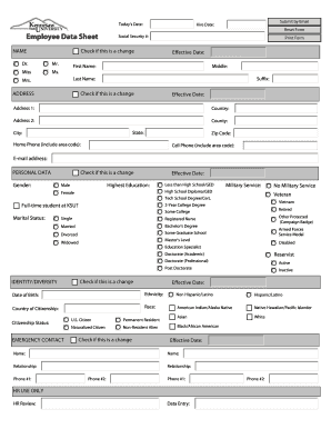 Submit by Email Reset Form Employee Data Sheet