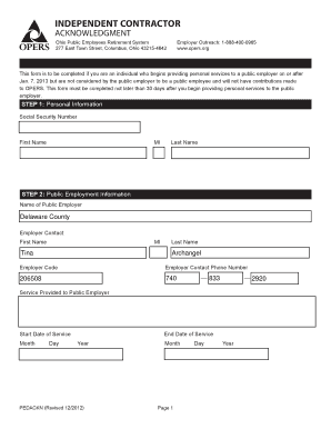  Opers Independent Contractor Form 2012