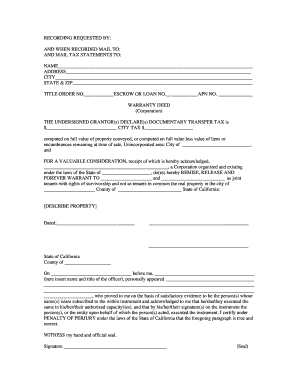 California Warranty Deed Form