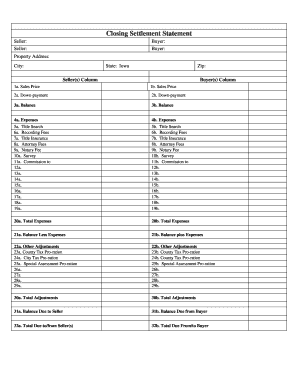 Iowa Closing Statement  Form