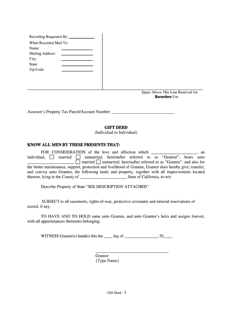 California Gift Deed  Form