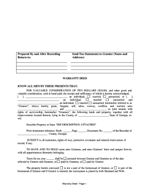 Warranty Deed Georgia PDF  Form