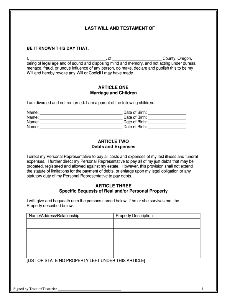 Or WIL 1400 PDF  Form