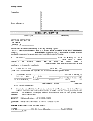 Affidavit of Descent  Form