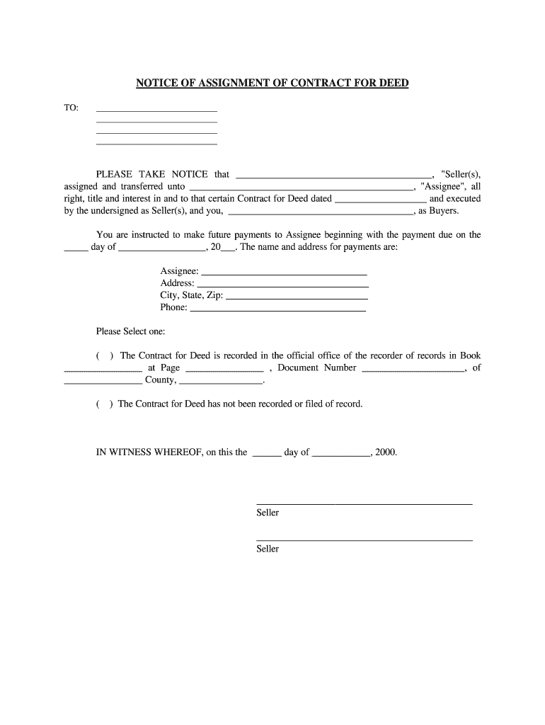 New Mexico Notice of Assignment of Contract for Deed  Form