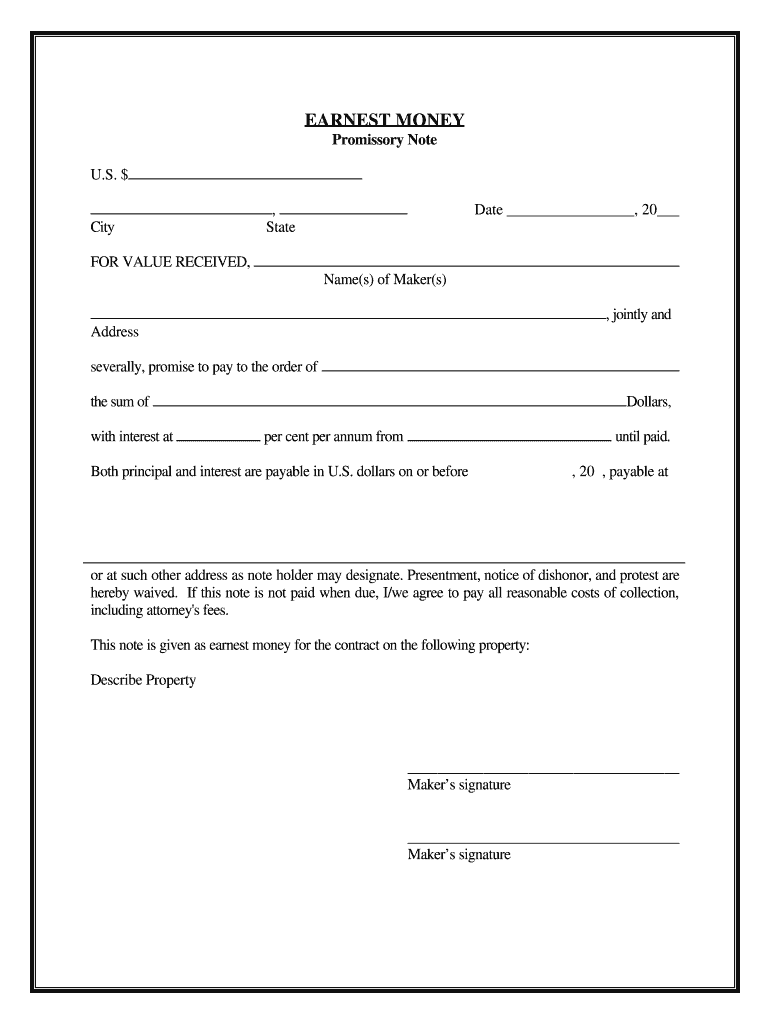 Promissory Note Template  Form