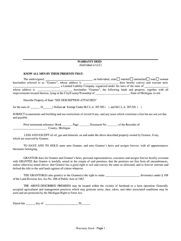 Warranty Deed  Form