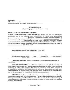 Iowa Warranty Deed  Form