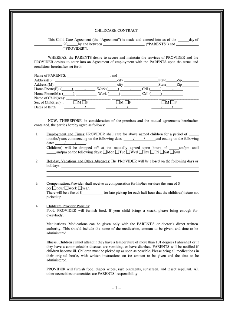 Childcare  Form