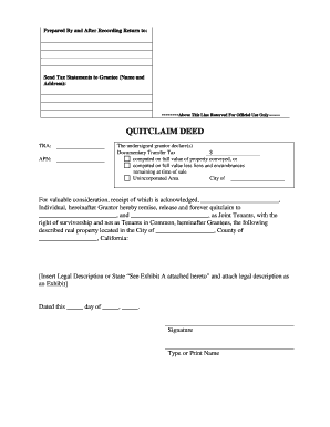 California Quitclaim Deed Form