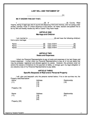 Wv Will Template  Form