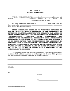 Horse Bill of Sale  Form