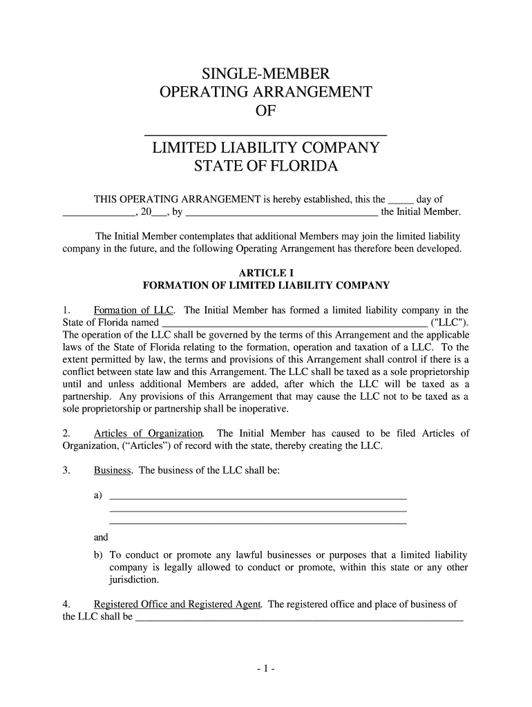 Operating Agreement Llc  Form