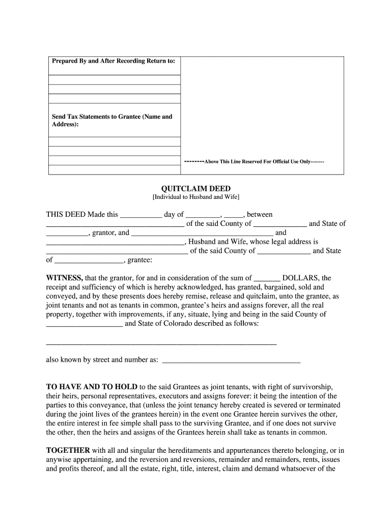 Quit Claim Deed Colorado  Form