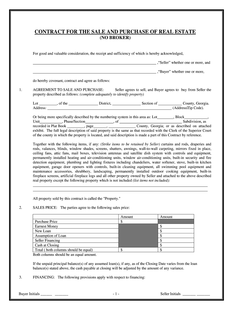 Purchase and Sale Agreement Georgia  Form